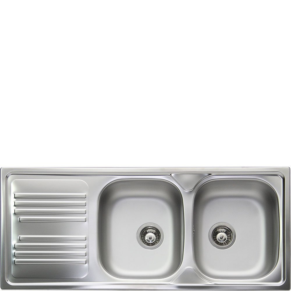 00005569.jpeg SMEG LAVELLO INOX DUE VASCHE GOCCIOLATOIO A SINISTRA LYP116S - immagine 1