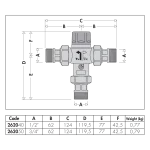 Caleffi Deviatrice Termostatica Regolabile Per Impianti Solari 3/4