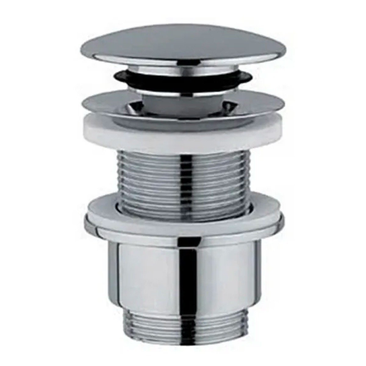 clack.jpg Omp Tea Piletta Clic Clack Con Tappo In Ottone Tonda Cromata Senza Troppo Pieno - immagine 1